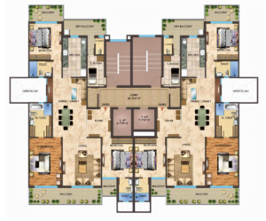 maxima 3 bhk + servant floor plan