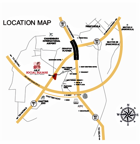 hlp social square location map mohali