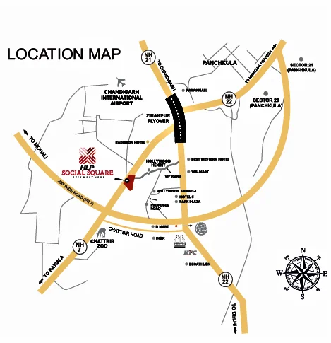 hlp social square location map mohali