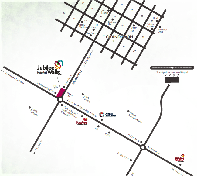 jubilee walk location map mohali